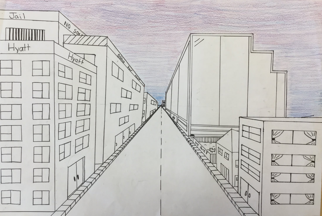 4 point perspective drawing city