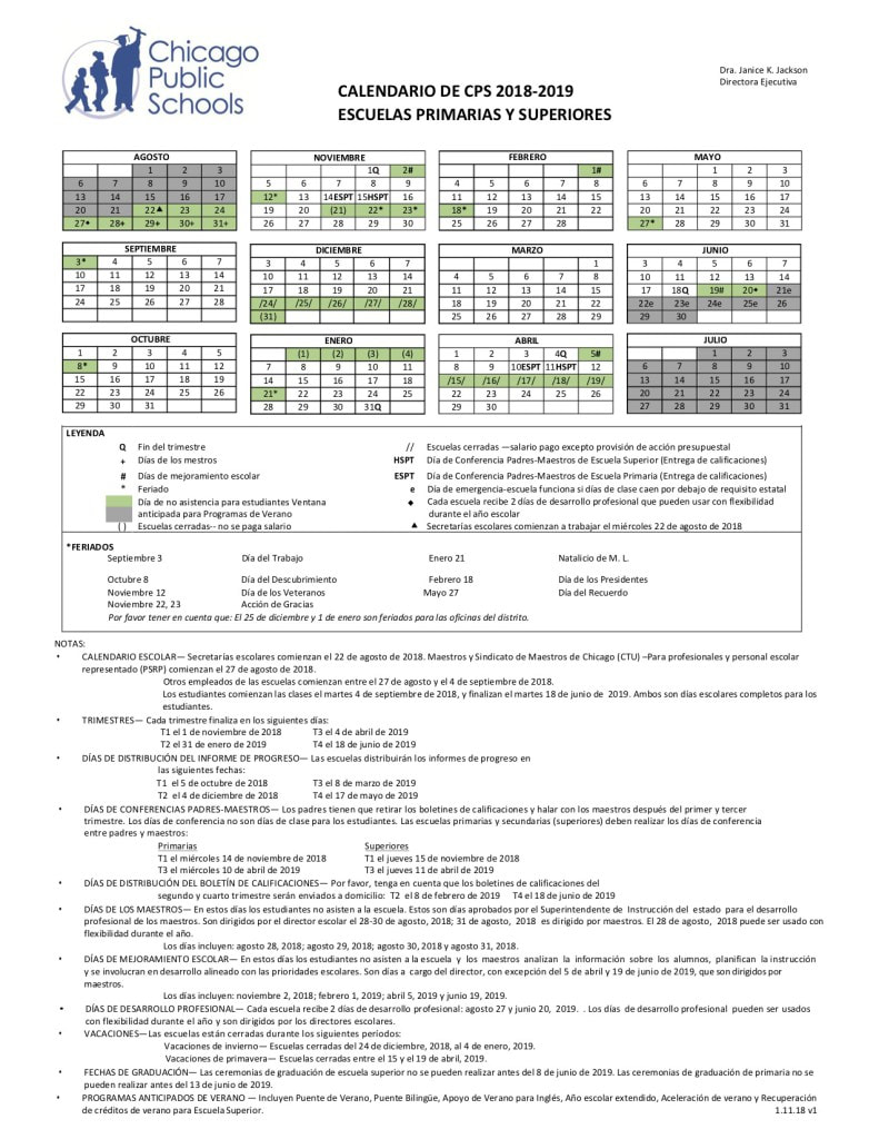 Cps 2022 Calendar Cps Calendar For 2018-2019 School Year - Newton Bateman Elementary School